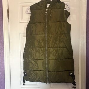 Olive Green Hooded Puffer Vest